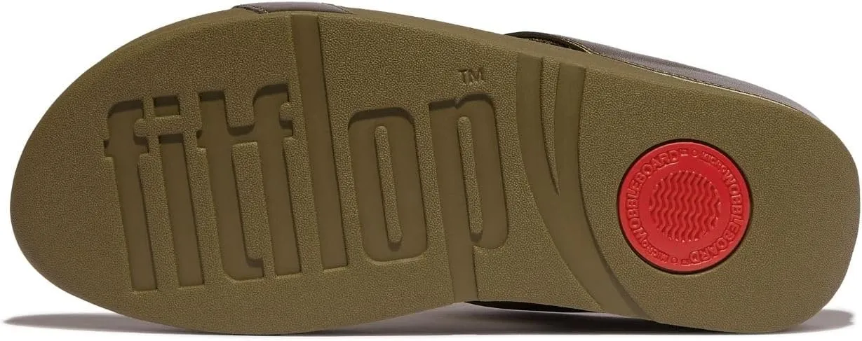 FitFlop Women's Halo Bead-Circle Metallic H-bar Slides Wedge Sandal