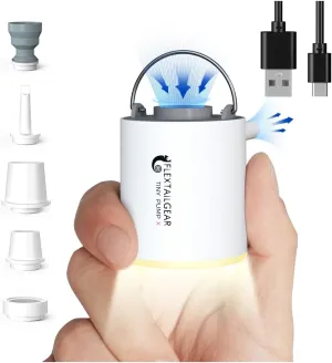 FLEXTAILGEAR Tiny Pump X Portable Air Pump  Camping Light Ultra-Mini Air Pump with 1300mAh Battery USB Rechargeable for Sleeping Pads Pool Floats Air Bed Air Mattress Swimming Ring