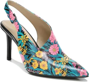 FOWT Spring Two Toned Patchwork Snakeskin Slingback Buckle Strap Black Pumps for Woman Elegant Pointed Toe 3 Inches High Heels Concise Casual Daily Dressy Shoes, US Size 4-16 M