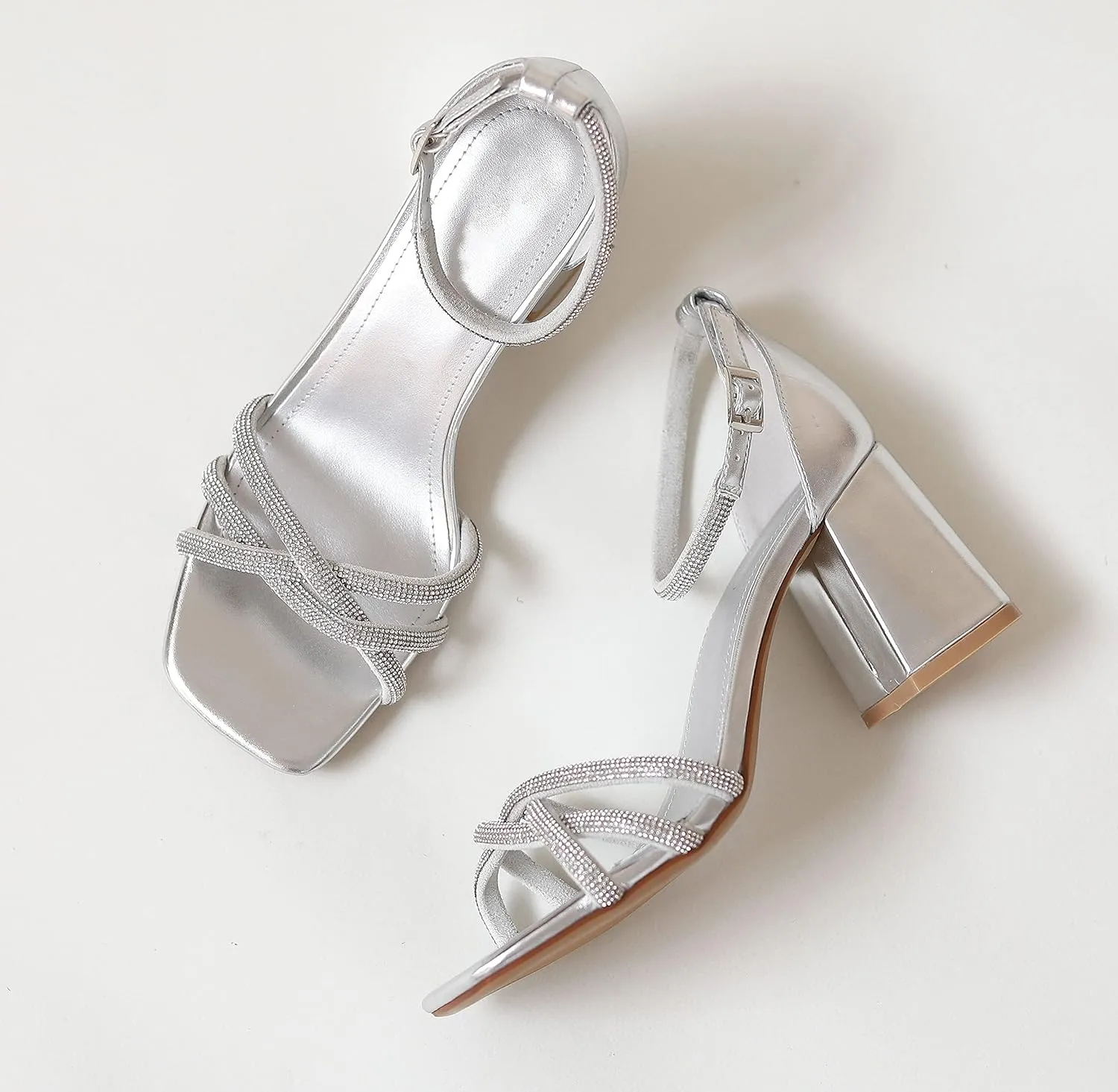 FRALOSHA Heel Sandals for Women Chunky heels Ankle Strap Open Toe high heels Summer Dress Heeled Sandal Wedding Shoes