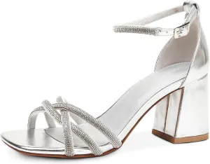 FRALOSHA Heel Sandals for Women Chunky heels Ankle Strap Open Toe high heels Summer Dress Heeled Sandal Wedding Shoes