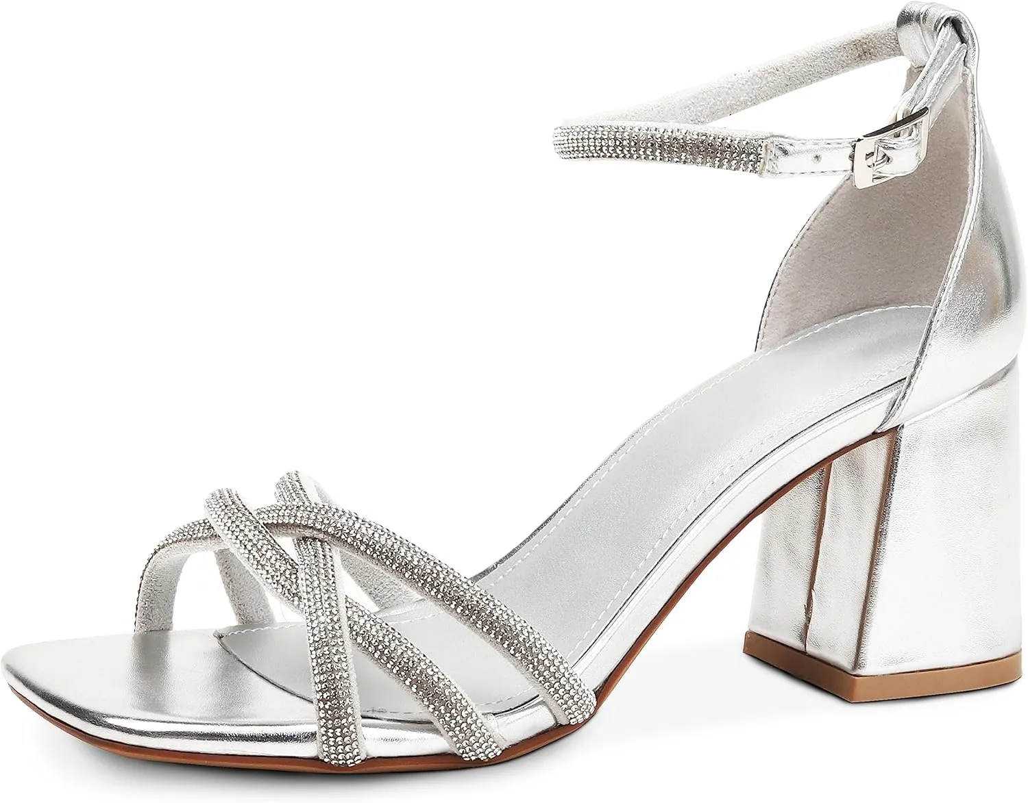 FRALOSHA Heel Sandals for Women Chunky heels Ankle Strap Open Toe high heels Summer Dress Heeled Sandal Wedding Shoes