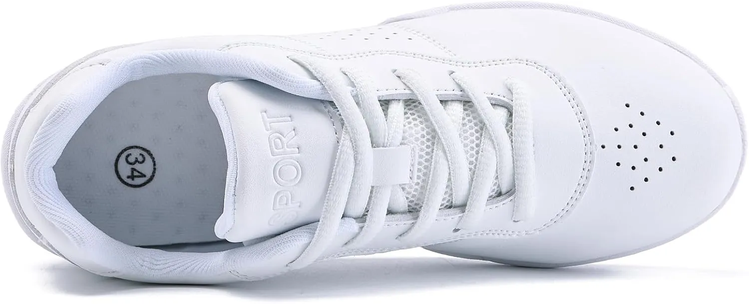 Girls Cheer Shoes White Youth Cheerleading Shoes Dance Athletic Training Breathable Dancing Lightweight Competition Comfortable Sport Sneakers