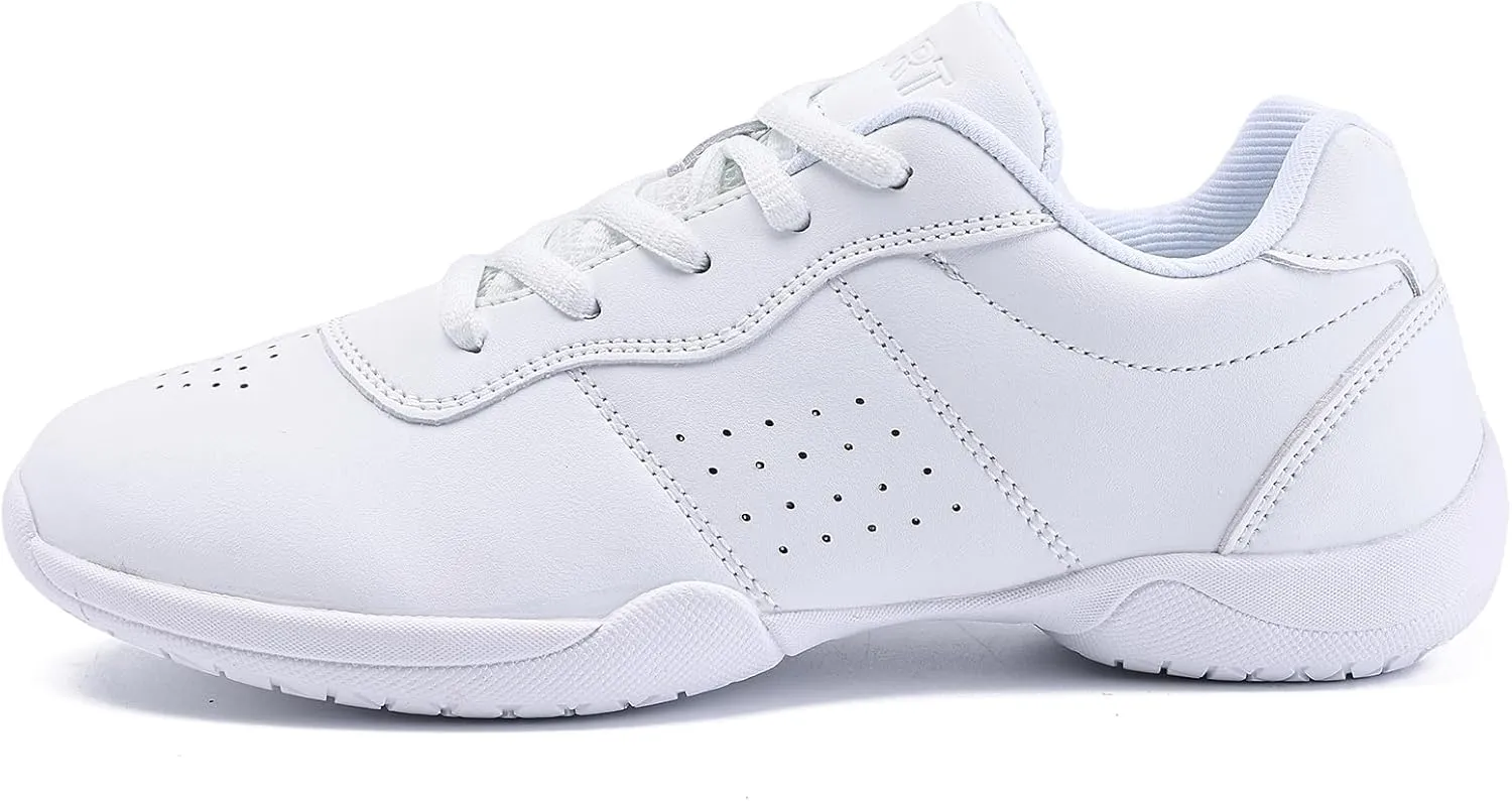 Girls Cheer Shoes White Youth Cheerleading Shoes Dance Athletic Training Breathable Dancing Lightweight Competition Comfortable Sport Sneakers