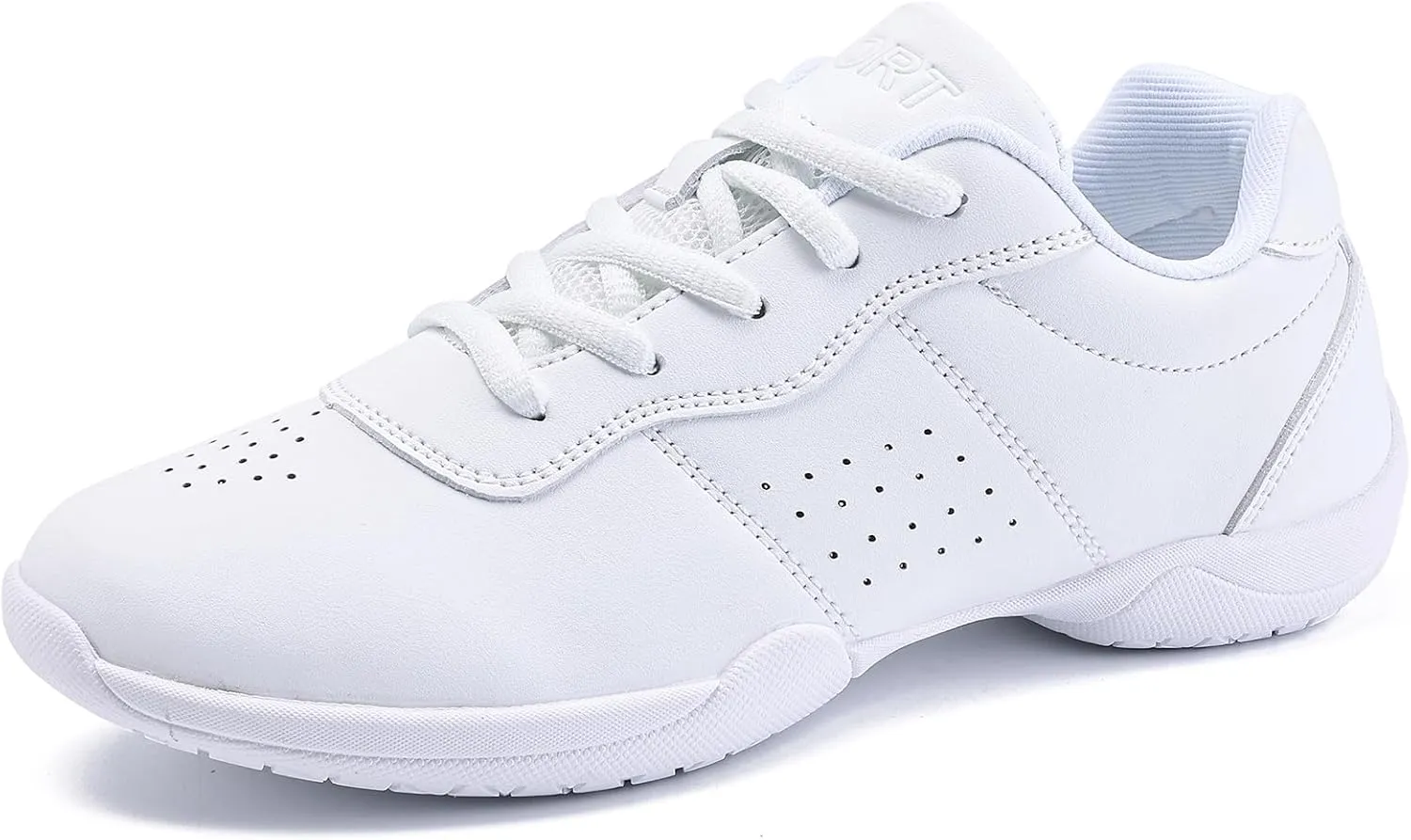 Girls Cheer Shoes White Youth Cheerleading Shoes Dance Athletic Training Breathable Dancing Lightweight Competition Comfortable Sport Sneakers