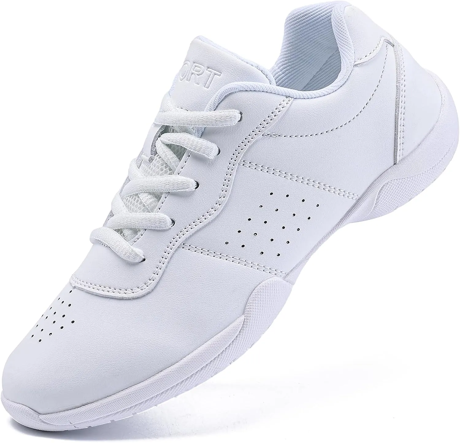 Girls Cheer Shoes White Youth Cheerleading Shoes Dance Athletic Training Breathable Dancing Lightweight Competition Comfortable Sport Sneakers