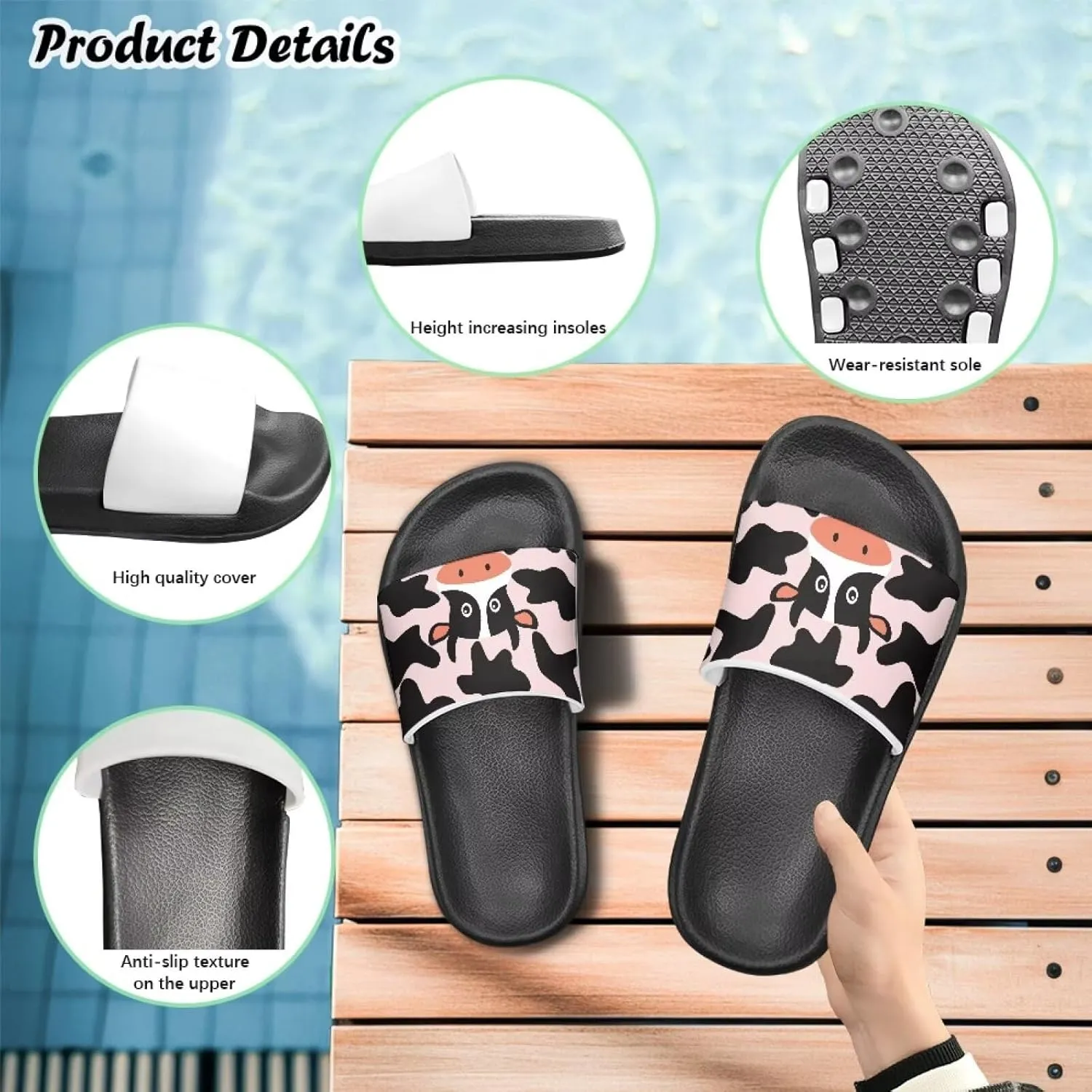 Girls Slides Sandals Anti Slip Shower Pool Sandal Ultra Comfy Open Toe Slippers for Indoor Outdoor Little Kid/Big Kid