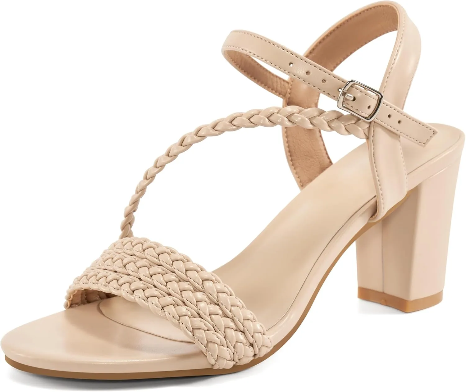 HARENCE Heels for Women Dressy Sandals: Womens Open Toe Ankle Strap Block Chunky Heeled Sandal Dress Shoes for Wedding Prom Party Work
