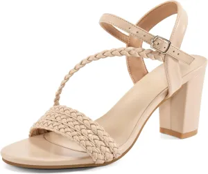 HARENCE Heels for Women Dressy Sandals: Womens Open Toe Ankle Strap Block Chunky Heeled Sandal Dress Shoes for Wedding Prom Party Work