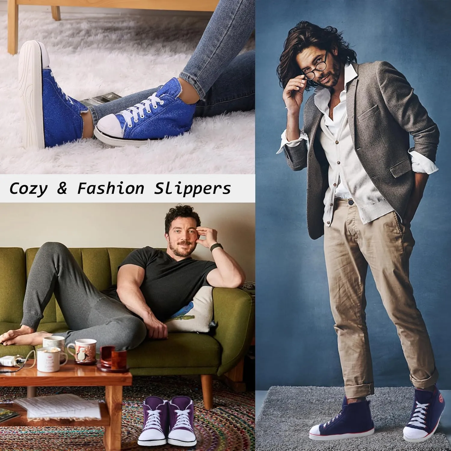 Home Slipper Men's Winter Warm Plush Indoor House Outdoor Fashion Sneaker Slippers Boots