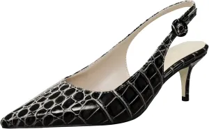 iadore Women Pointed Toe Kitten Heel Slingback Comfort Slip On Dress Pump Shoes