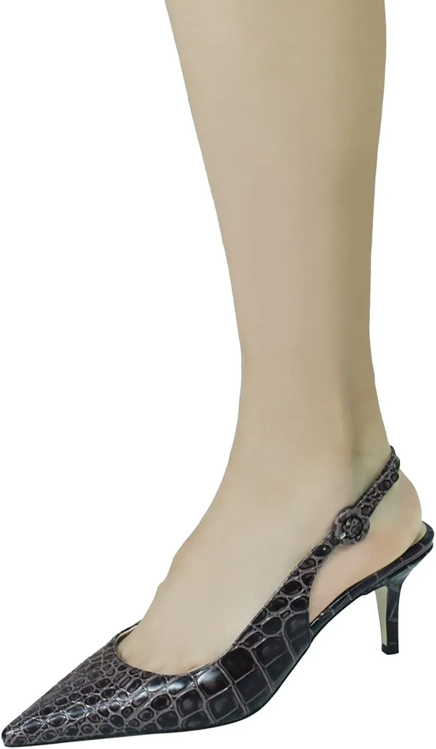 iadore Women Pointed Toe Kitten Heel Slingback Comfort Slip On Dress Pump Shoes