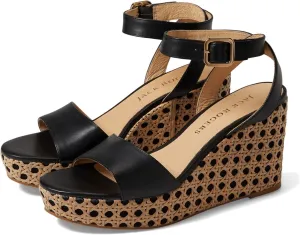 Jack Rogers Merrain Caning Wedge Heels for Women - Leather Upper, Ankle Strap with Buckle Closure