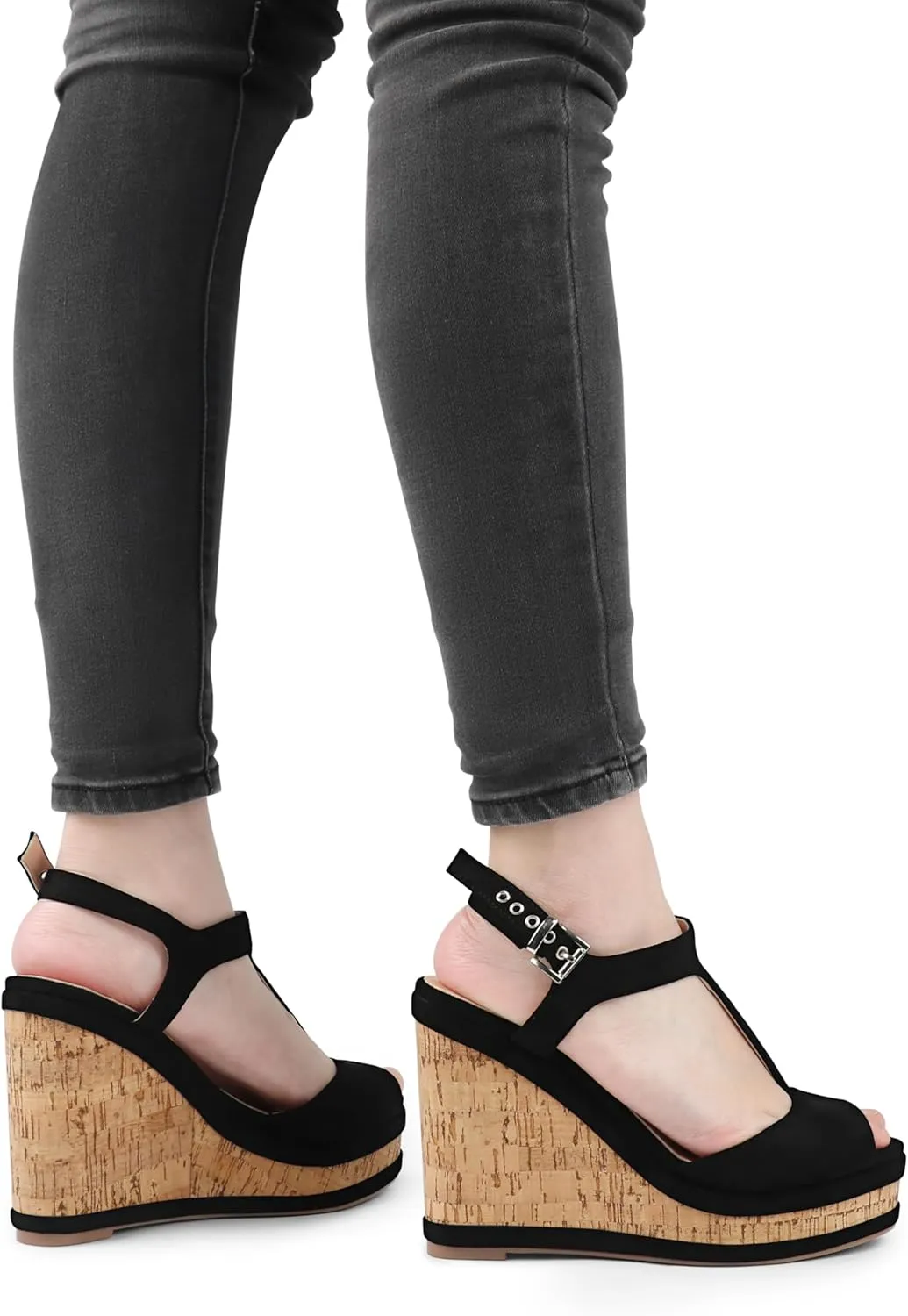 JOY IN LOVE Women's Wedges Sandals Platform Buckle Shoes