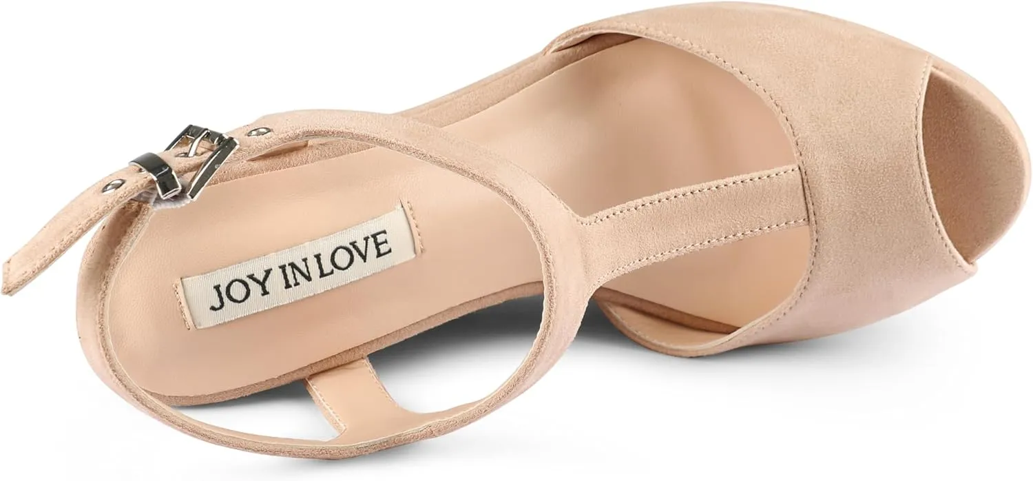 JOY IN LOVE Women's Wedges Sandals Platform Buckle Shoes