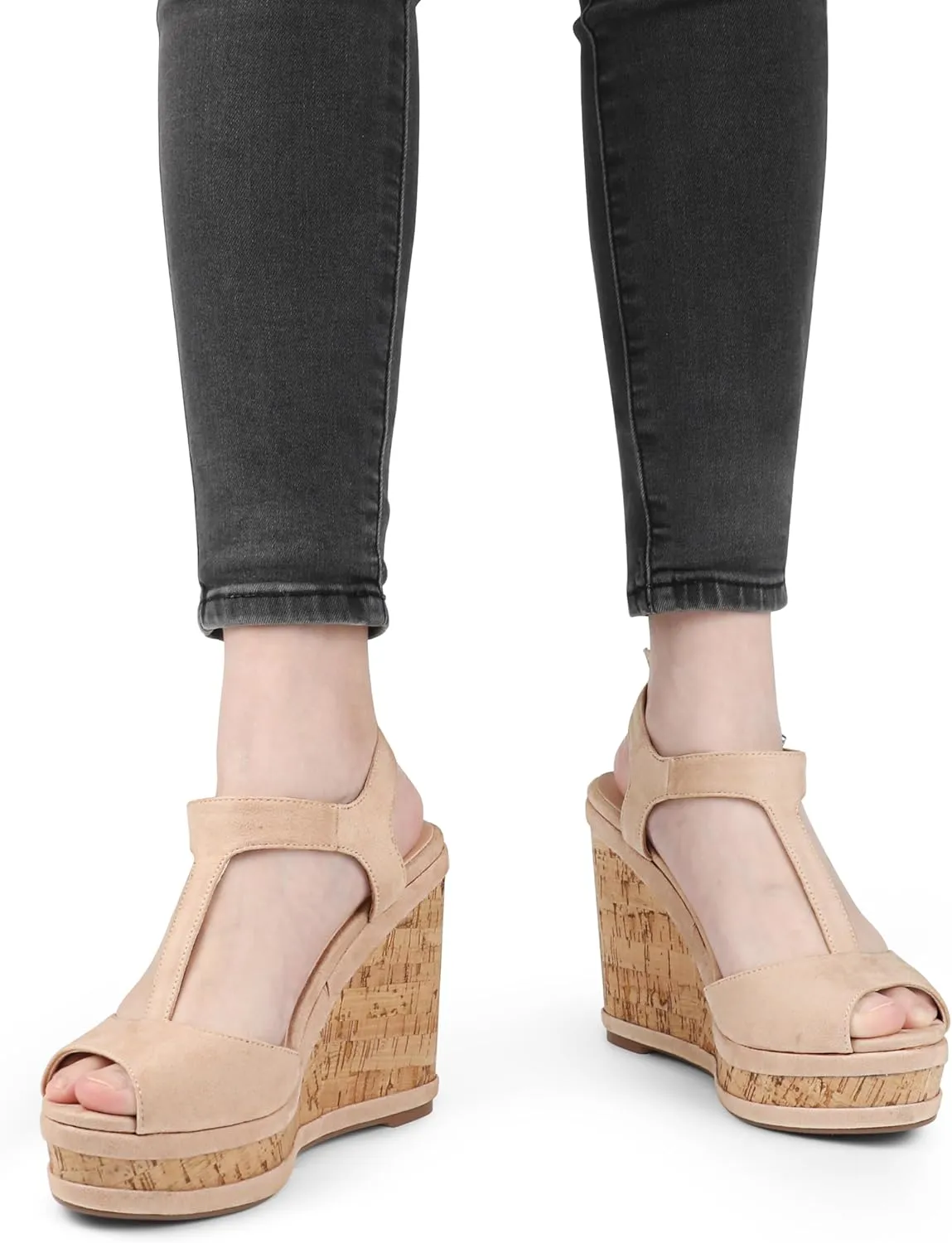 JOY IN LOVE Women's Wedges Sandals Platform Buckle Shoes