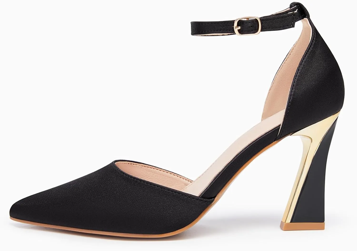 Juliet Holy Womens Pumps Point Closed Toe Heels Buckle Ankle Strap D'Orsay Heeled Sandals