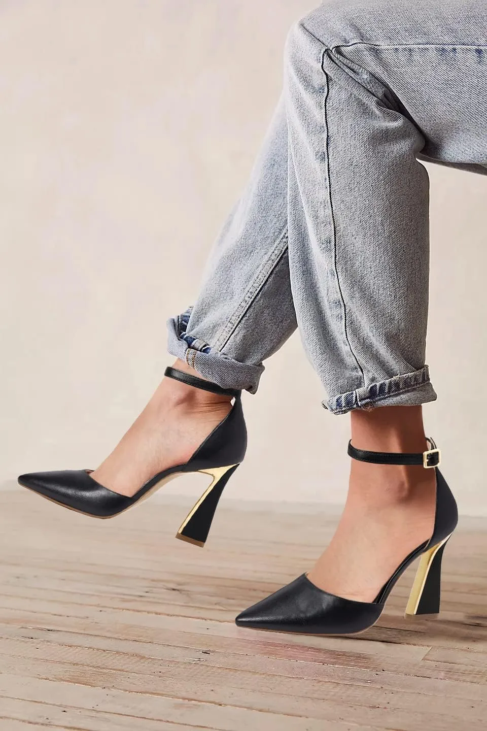 Juliet Holy Womens Pumps Point Closed Toe Heels Buckle Ankle Strap D'Orsay Heeled Sandals