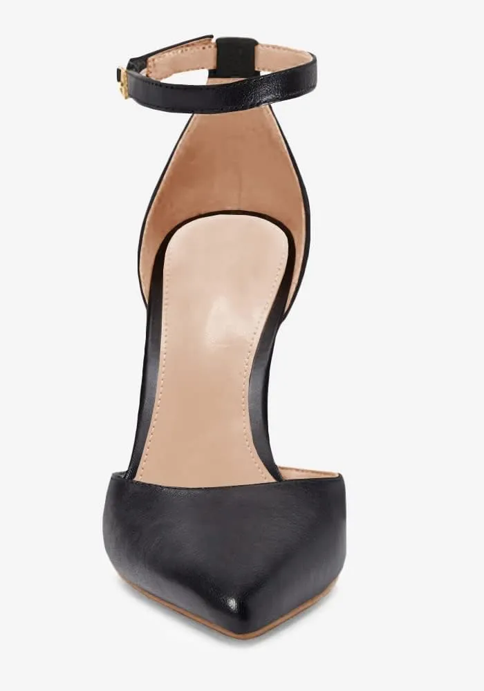 Juliet Holy Womens Pumps Point Closed Toe Heels Buckle Ankle Strap D'Orsay Heeled Sandals