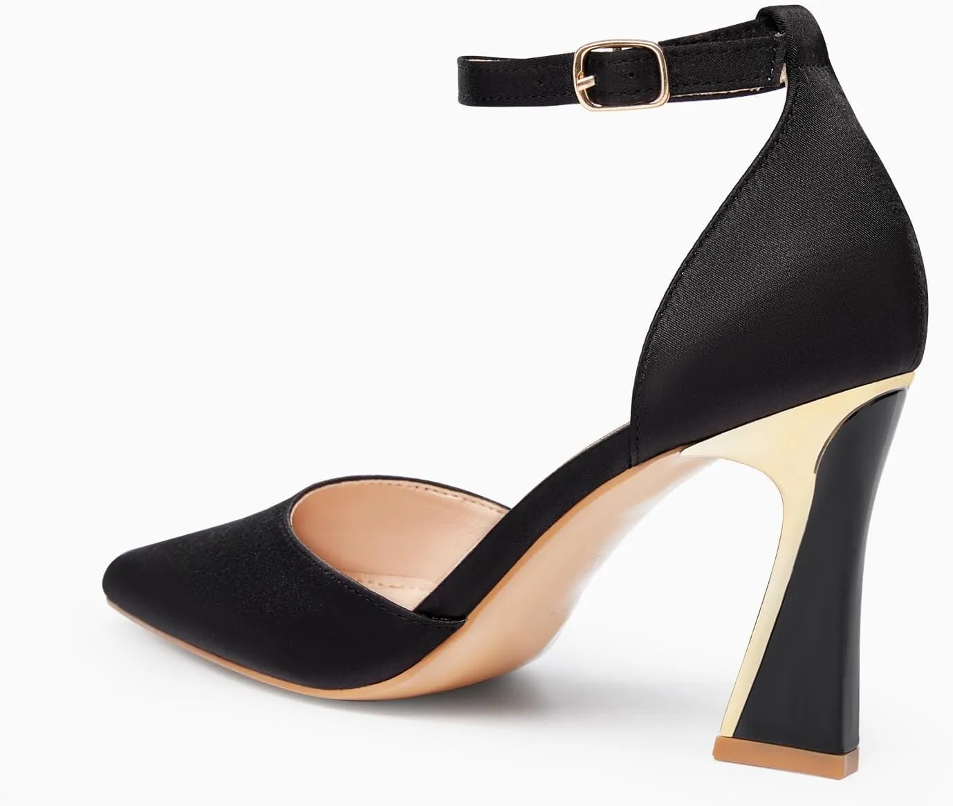 Juliet Holy Womens Pumps Point Closed Toe Heels Buckle Ankle Strap D'Orsay Heeled Sandals
