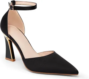 Juliet Holy Womens Pumps Point Closed Toe Heels Buckle Ankle Strap D'Orsay Heeled Sandals