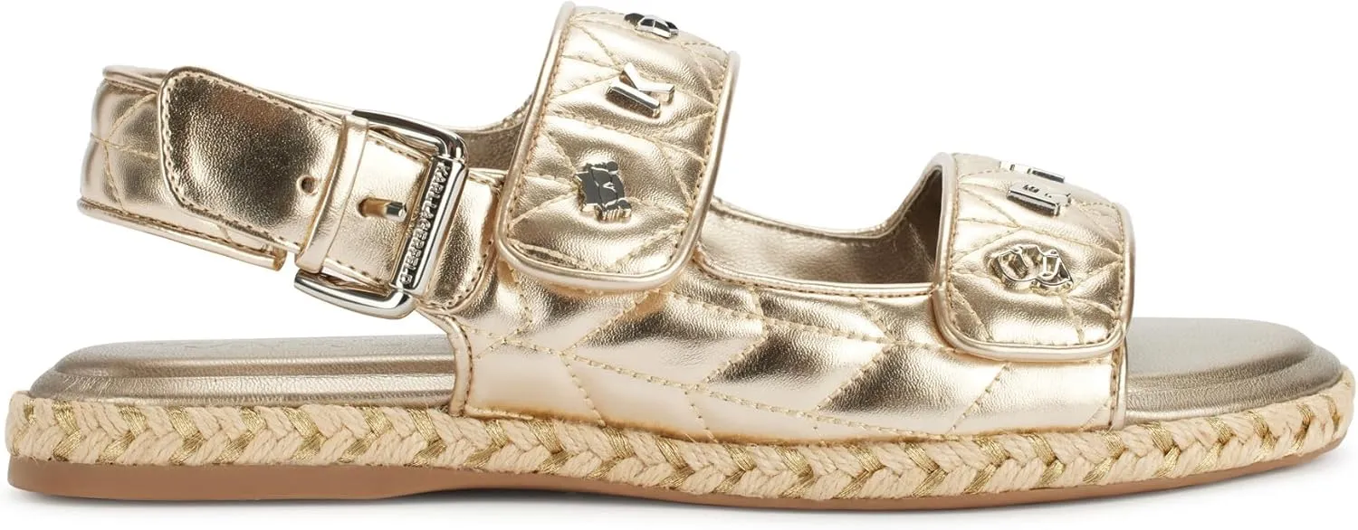 Karl Lagerfeld Paris Women's Cushioned Insole Everyday Charlay Studs-Ankle Sandal Flat