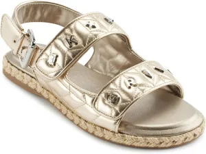 Karl Lagerfeld Paris Women's Cushioned Insole Everyday Charlay Studs-Ankle Sandal Flat