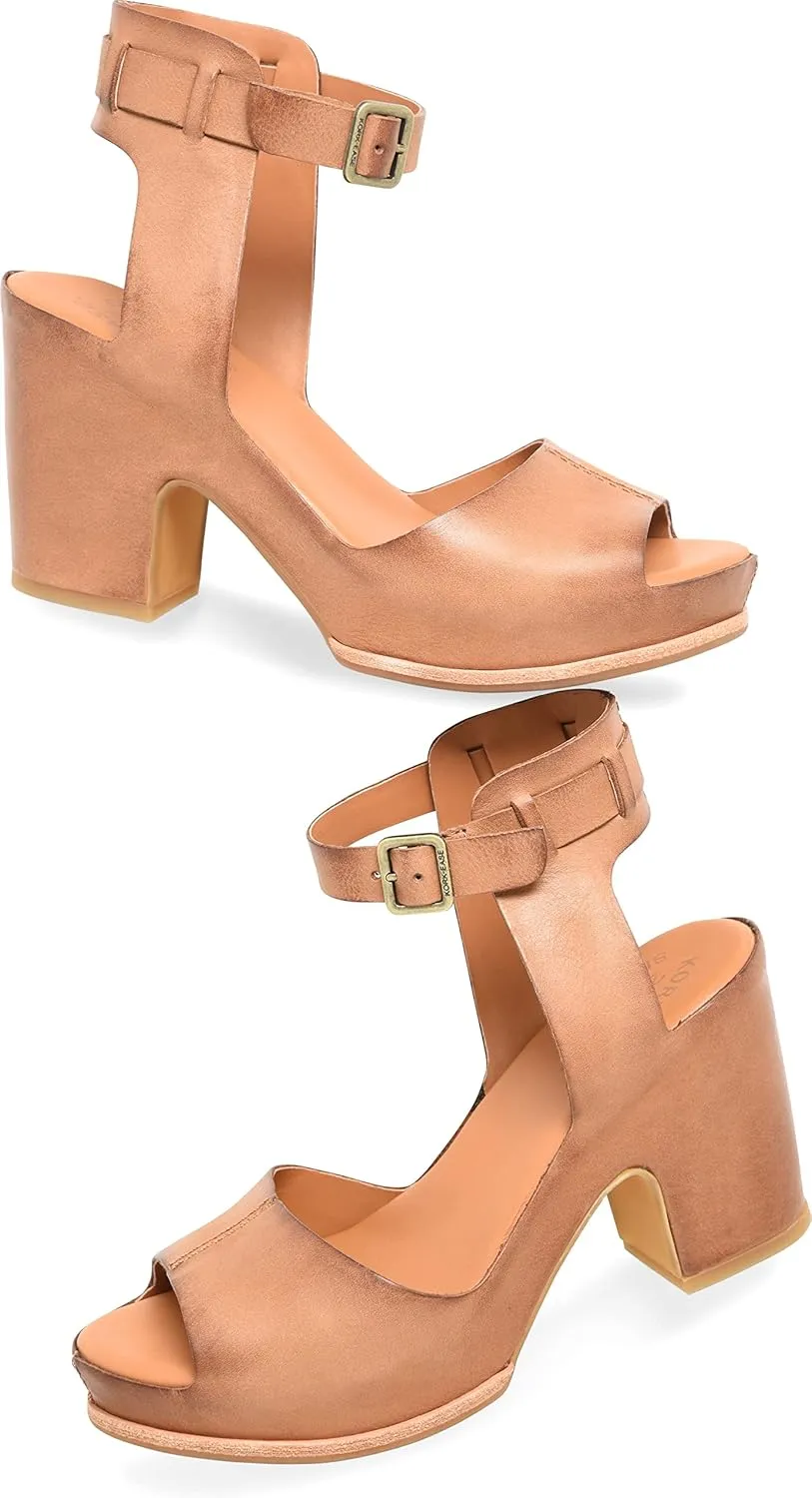 KORK-EASE Women's Stasia City-Chic Heeled Sandal in Soft Hand-Finished Leather, Cushioned Comfort Footbed, High-Traction Outsole