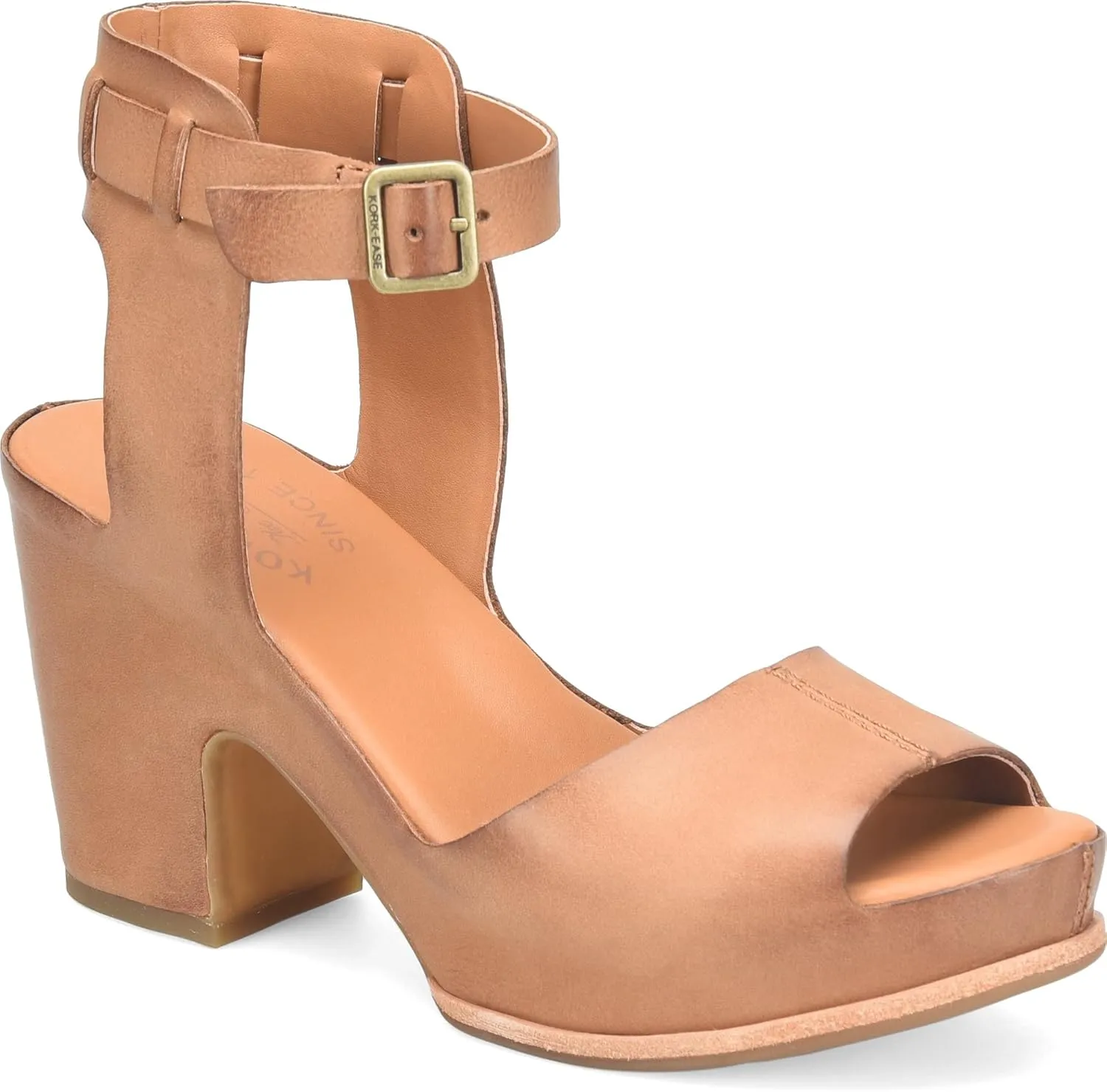 KORK-EASE Women's Stasia City-Chic Heeled Sandal in Soft Hand-Finished Leather, Cushioned Comfort Footbed, High-Traction Outsole
