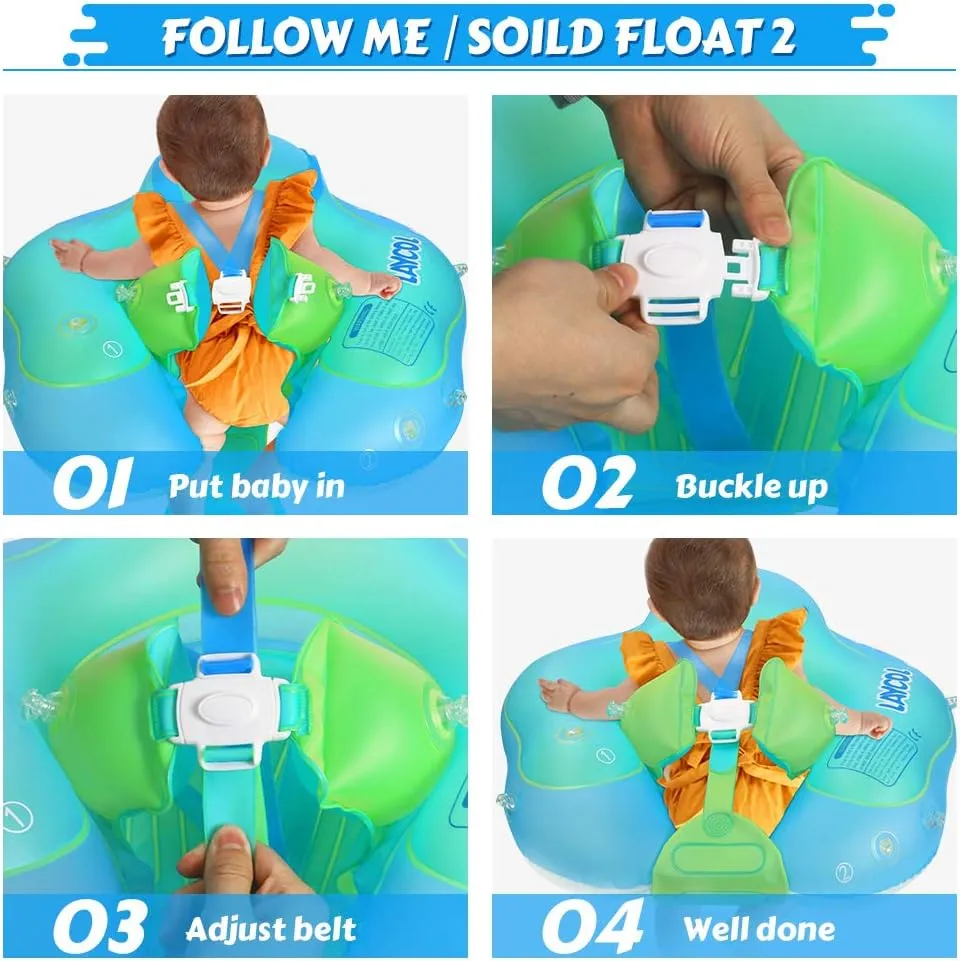 LAYCOL Baby Swimming Float Inflatable Baby Pool Float Ring with Sun Protection Canopy,add Tail no flip Over for Age of 3-36 Months
