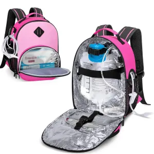 LUXJA Feeding Tube Backpack for G Tube, J Tube and GJ Tube, Feeding Pump Backpack Fits 500ml Feeding Bag and Enteral Feeding Pump (Compatible with EnteraLite Infinity and Kangaroo Joey), Rose Red