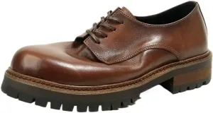 Men's Derby Dress Shoes Breathable and Comfortable Casual Thick-Soled Shoes Lightweight Men's Round Toe Leather Upper Versatile Wear Low Top Shoes(White-Patch Five-Pointed star4,8)