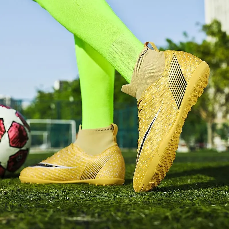 Men's Womens Soccer Shoes Football Cleats High-Tops Lace-Up Non-Slip Spikes Indoor Outdoor Sports Athletic Baseball Lacrosse Sneaker