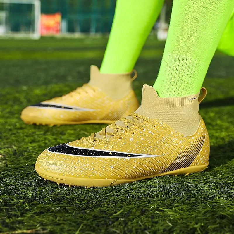 Men's Womens Soccer Shoes Football Cleats High-Tops Lace-Up Non-Slip Spikes Indoor Outdoor Sports Athletic Baseball Lacrosse Sneaker