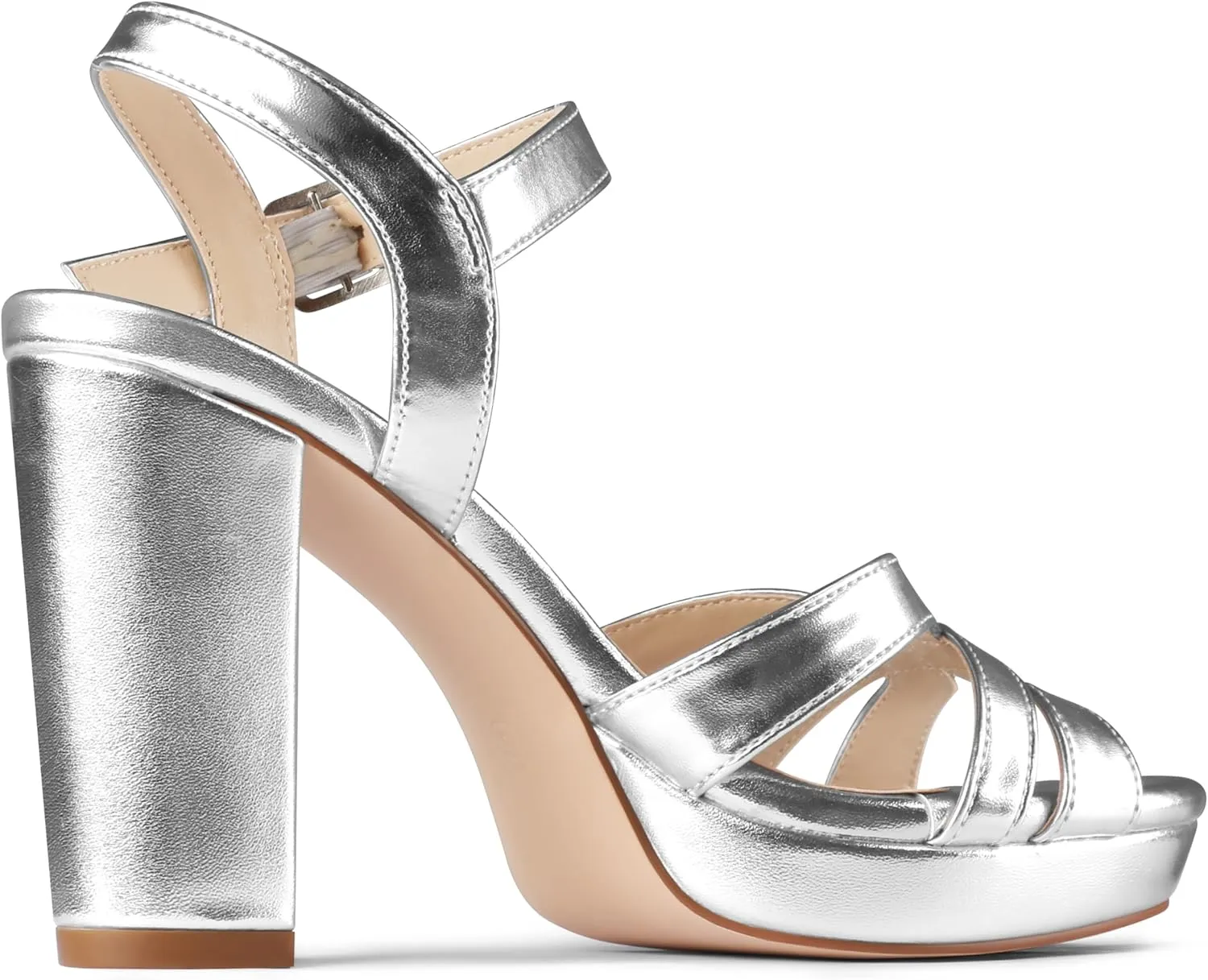 MERUMOTE Women's Open Toe Chunky High Heels Ankle Strap Platform Pump Shoes Buckle Party Sandals