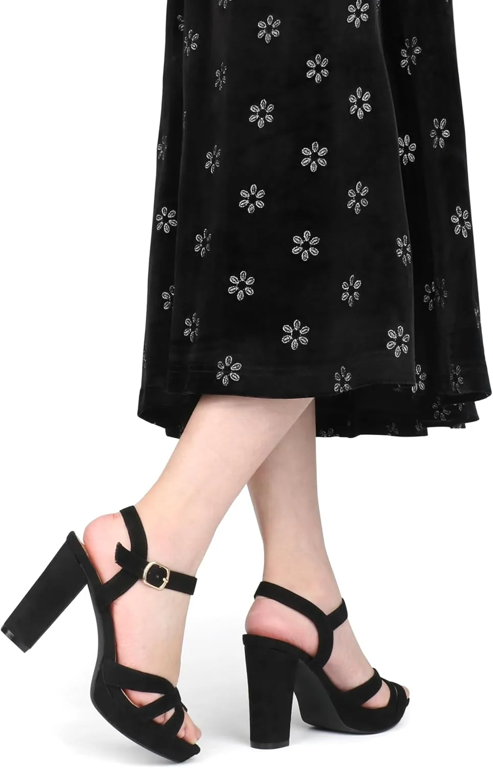 MERUMOTE Women's Open Toe Chunky High Heels Ankle Strap Platform Pump Shoes Buckle Party Sandals