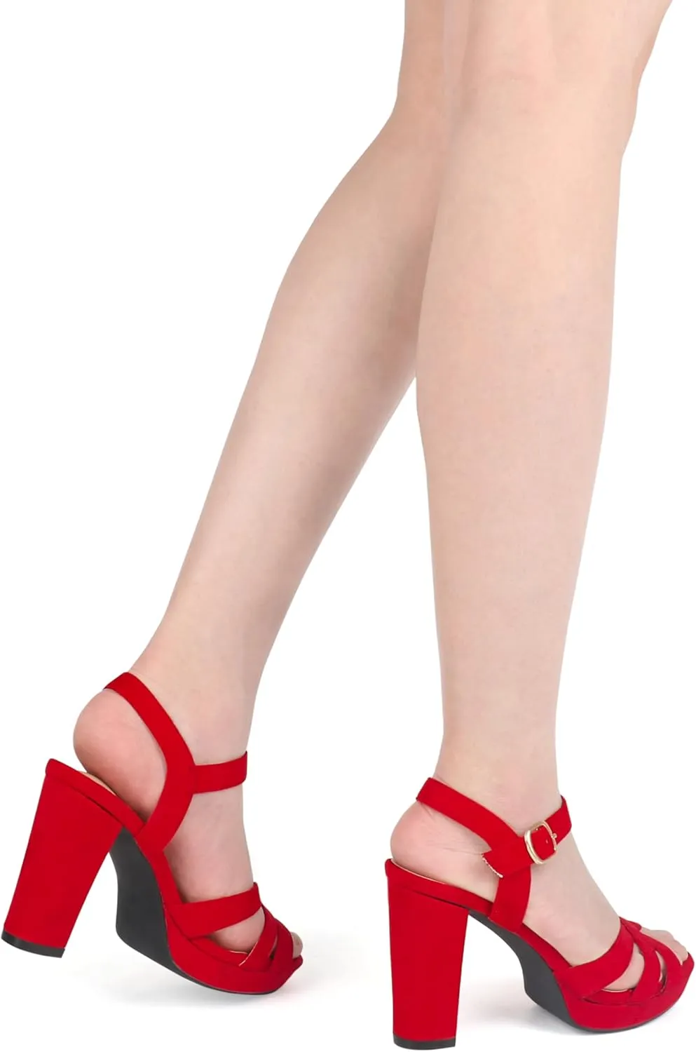 MERUMOTE Women's Open Toe Chunky High Heels Ankle Strap Platform Pump Shoes Buckle Party Sandals