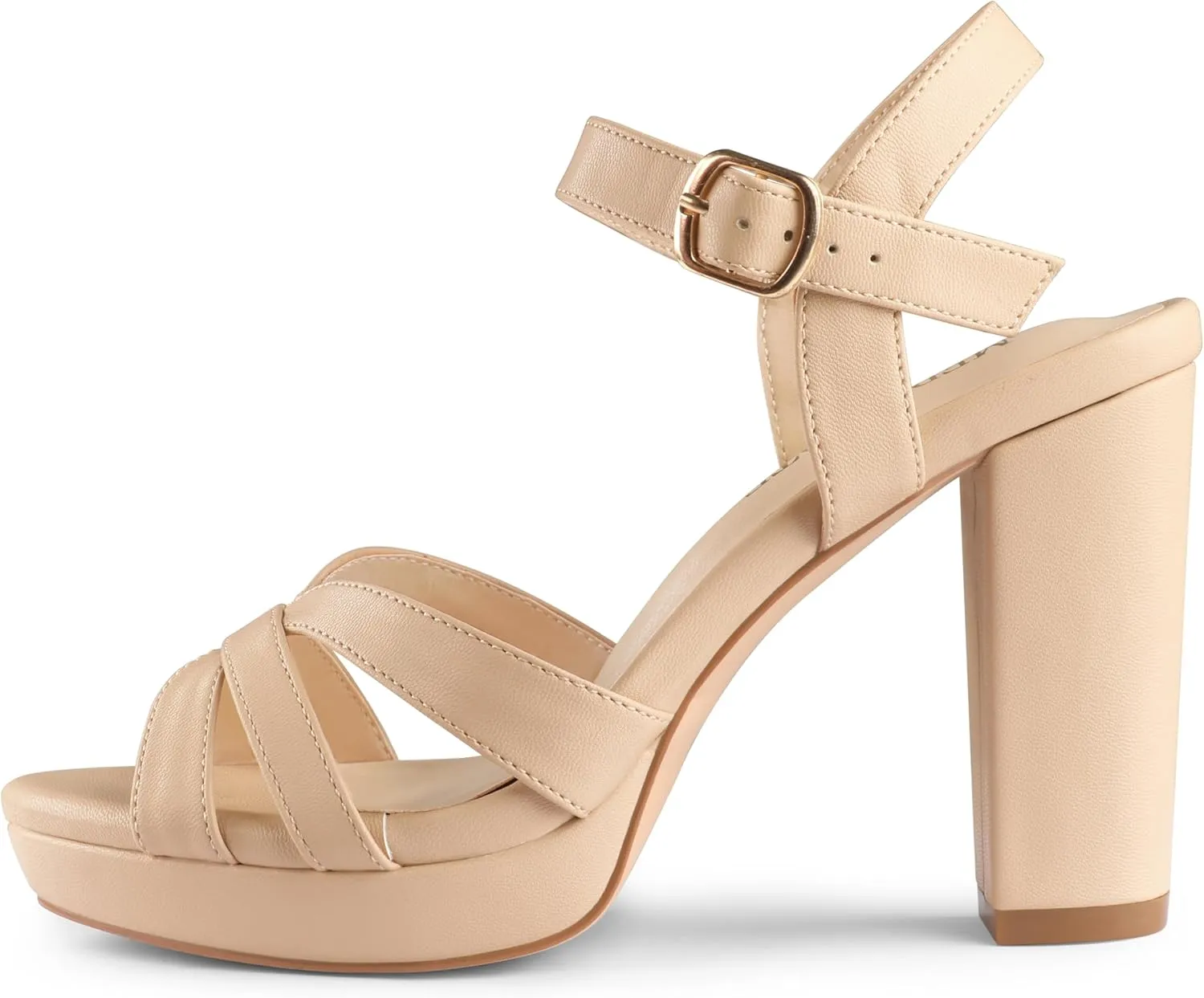 MERUMOTE Women's Open Toe Chunky High Heels Ankle Strap Platform Pump Shoes Buckle Party Sandals