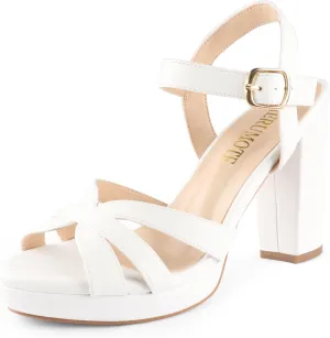 MERUMOTE Women's Open Toe Chunky High Heels Ankle Strap Platform Pump Shoes Buckle Party Sandals