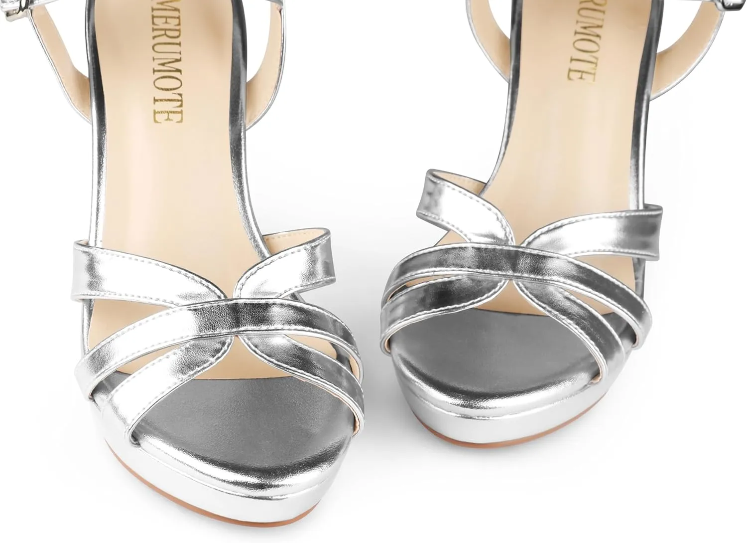 MERUMOTE Women's Open Toe Chunky High Heels Ankle Strap Platform Pump Shoes Buckle Party Sandals
