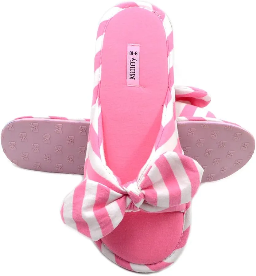 Millffy Summer Slippers for Women Indoor Open Toe Slippers Kawaii Cotton Bedroom Slippers for Womens Sandal Slippers