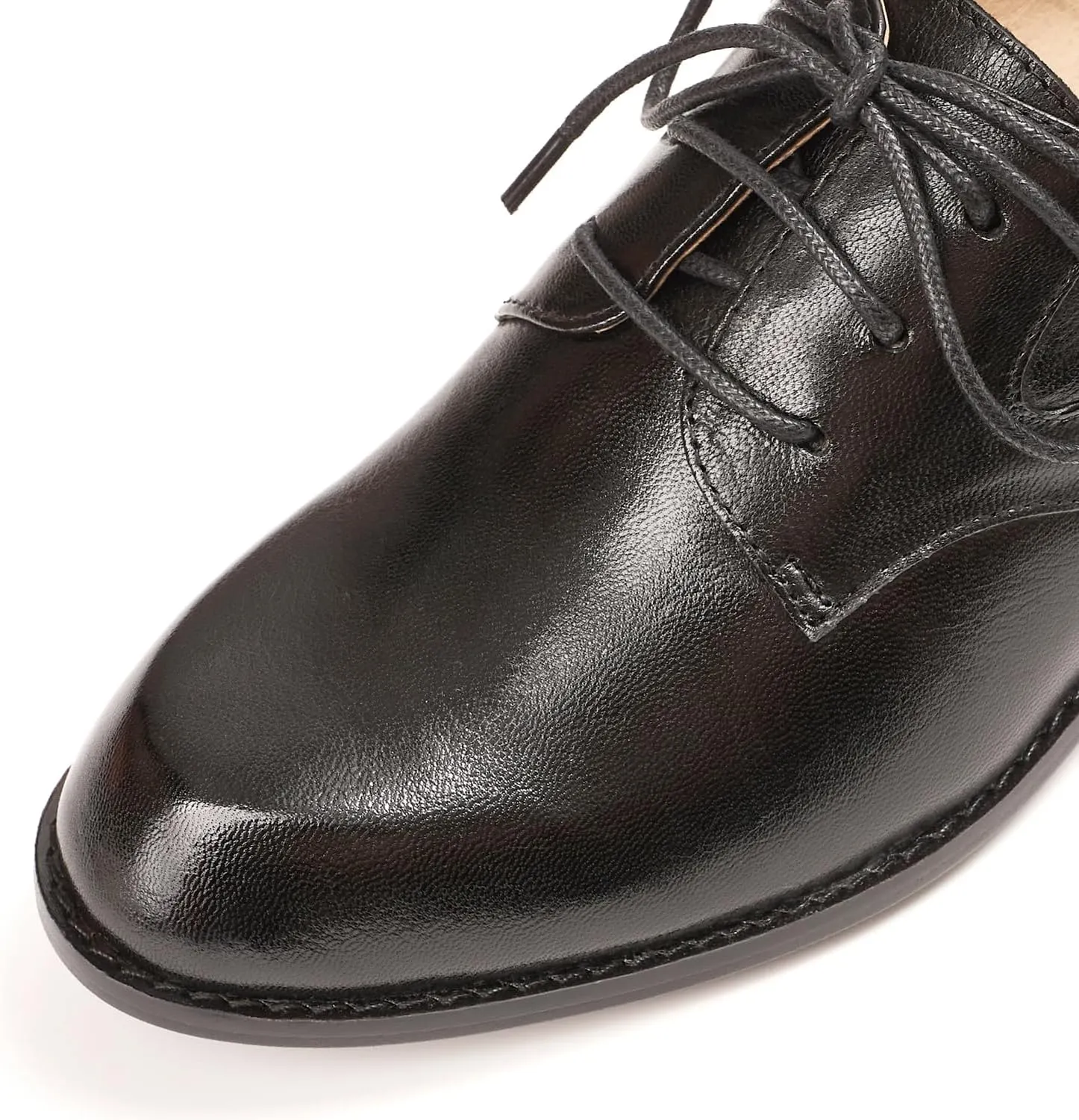 Mona flying Women's Handmade Two Tone Dress Oxfords Saddle Derby Comfy Lace up Leather Shoes for Ladies