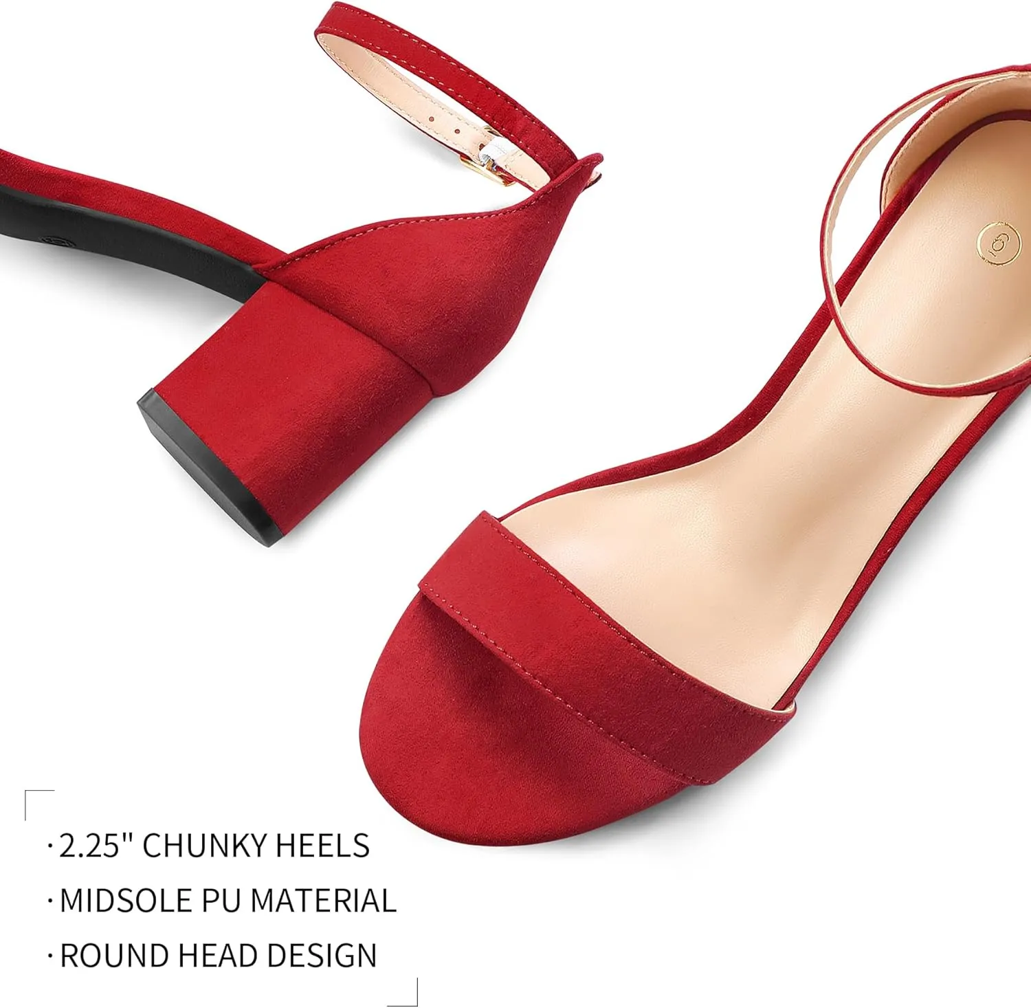 mysoft Women's Chunky Low Heels Open Toe Block Heeled Dress Ankle Strap Pump Wedding Sandals