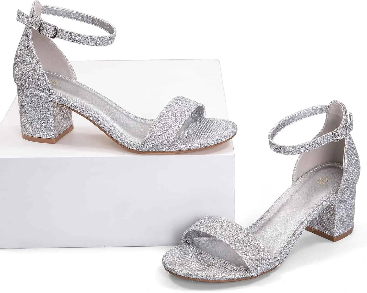 mysoft Women's Chunky Low Heels Open Toe Block Heeled Dress Ankle Strap Pump Wedding Sandals