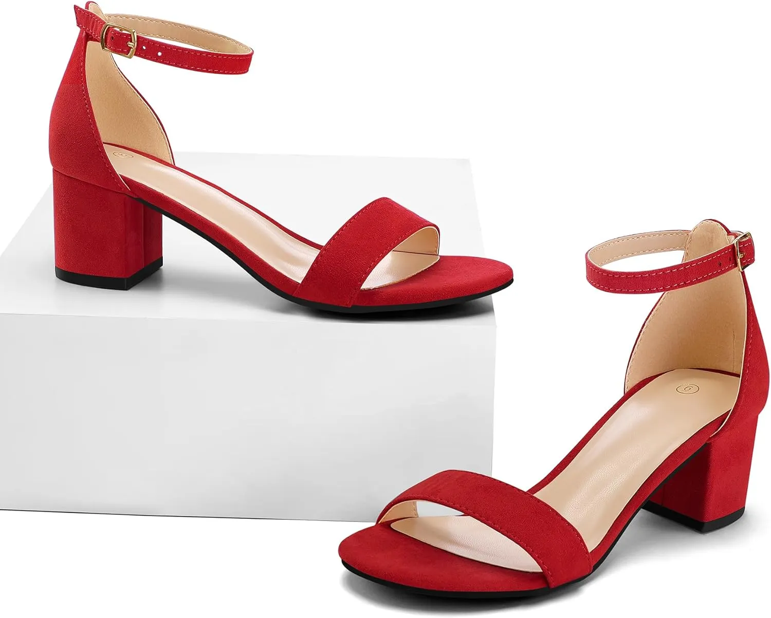 mysoft Women's Chunky Low Heels Open Toe Block Heeled Dress Ankle Strap Pump Wedding Sandals