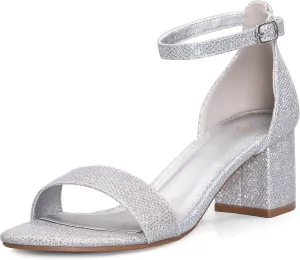 mysoft Women's Chunky Low Heels Open Toe Block Heeled Dress Ankle Strap Pump Wedding Sandals