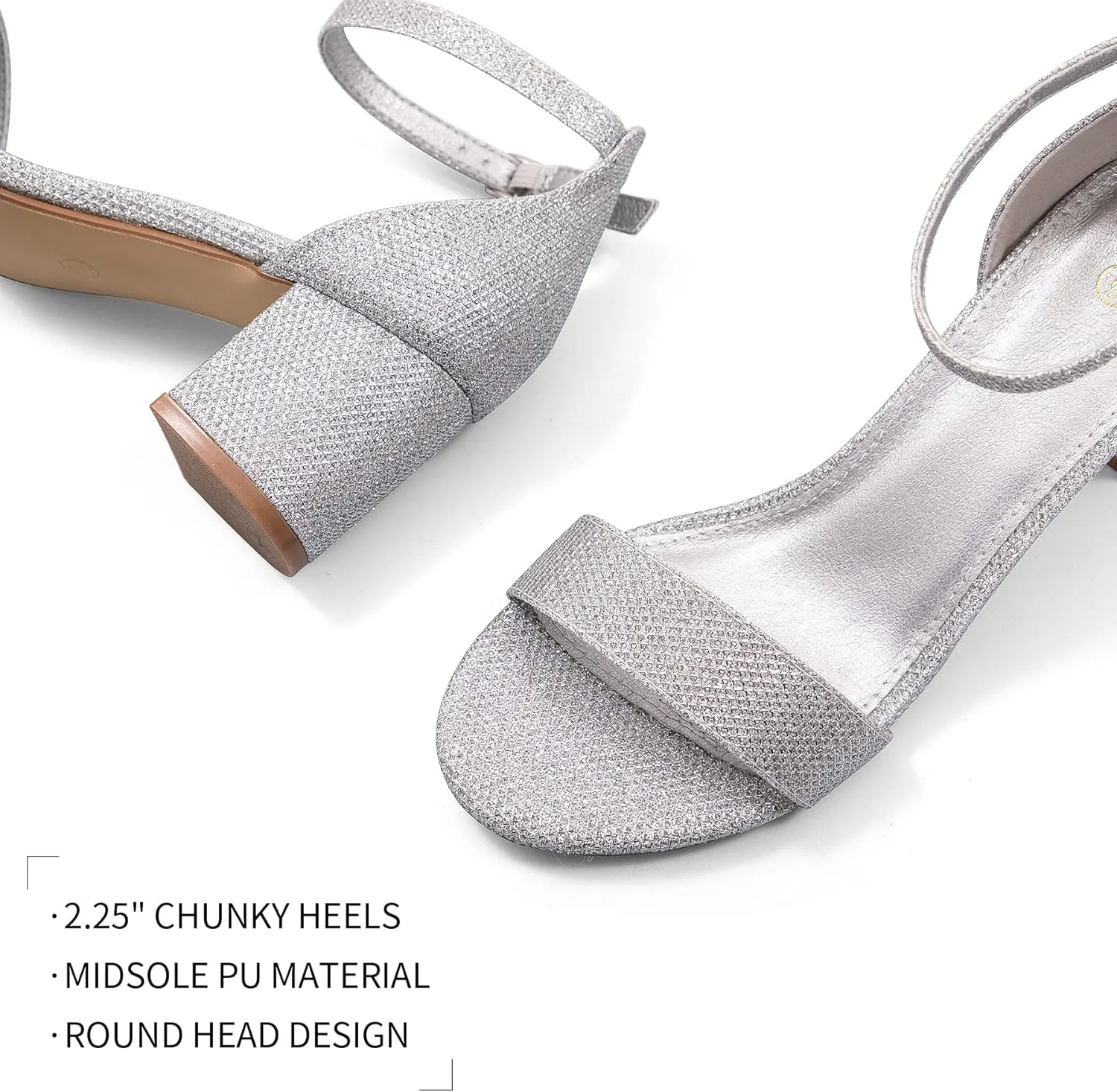 mysoft Women's Chunky Low Heels Open Toe Block Heeled Dress Ankle Strap Pump Wedding Sandals
