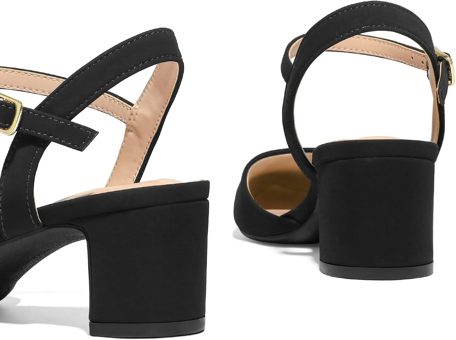 mysoft Women's Pumps 2 Inch Chunky Block Heel Pointed Toe Ankle Strap Slingback Wedding Party Dress Shoes