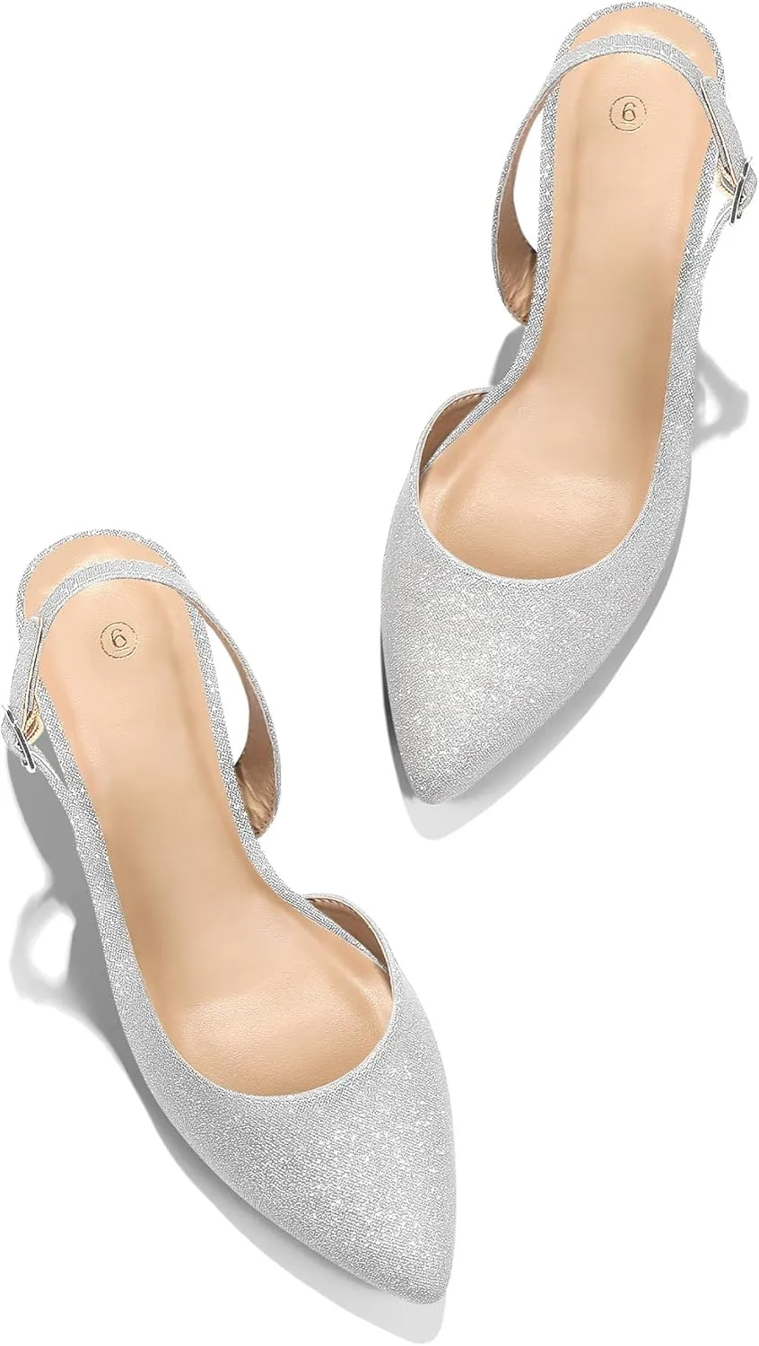 mysoft Women's Pumps Slingback Kitten Heels Pointed Toe Sexy Wedding Party Dress Pump Shoes