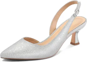 mysoft Women's Pumps Slingback Kitten Heels Pointed Toe Sexy Wedding Party Dress Pump Shoes